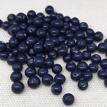 100 Vintage Navy Blue Round Glass Beads