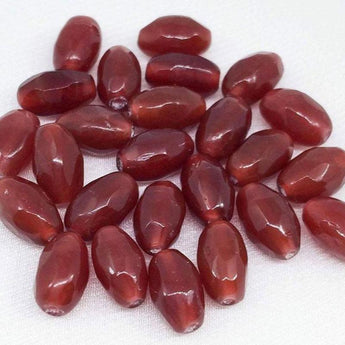 25 Vintage Carnelian Czech Oval Glass Beads