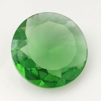 1 Vintage Large Green Czech Faceted Round Glass Stone