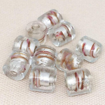 10 Vintage Silver Foil Czech Lampwork Glass Beads 10mm