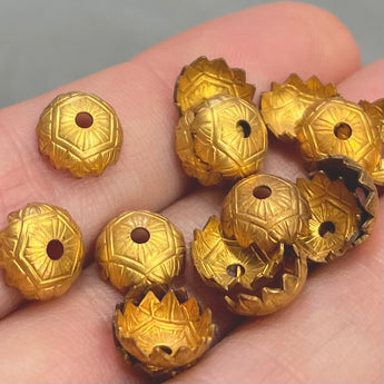 50 Vintage Etched Brass Bead Caps