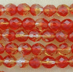 25 Topaz Siam Red Czech Fire Polished Glass Beads #8042