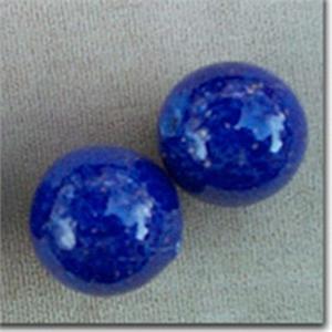 1 Vintage Japan Lapis Blue Round Glass Bead #4002