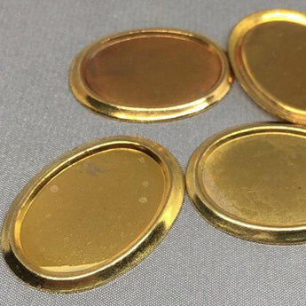 10 Vintage Brass Oval Setting Metal Findings