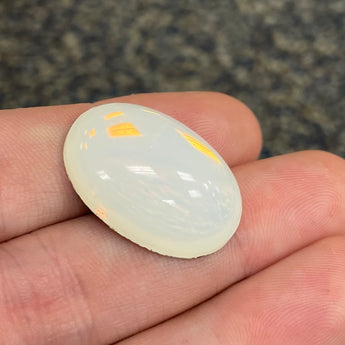 1 Vintage White Opal Oval Glass Cabochon #9096