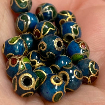 20 Vintage Half Drilled Blue Cloisonné Pieces