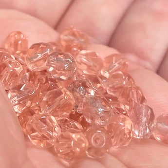 50 Peachy Pink Czech Faceted Glass Beads