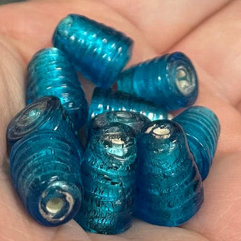 10 Vintage Capri Foil Cone Glass Beads  #5003