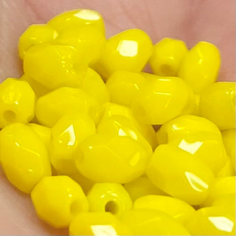 50 Vintage Yellow Fire Polished Oval Glass Beads #8519