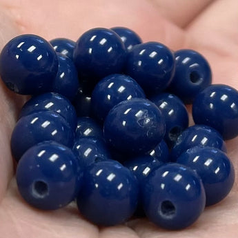 25 Vintage Navy Japan Round Glass Beads