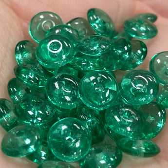 100 Vintage Light Emerald Green Rondelle Glass Beads #9120