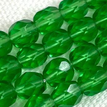 50 Green Czech Fire Polished Glass Beads 6mm