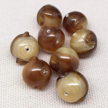 4 Vintage Caramel Light Yellow Lampwork Glass Beads