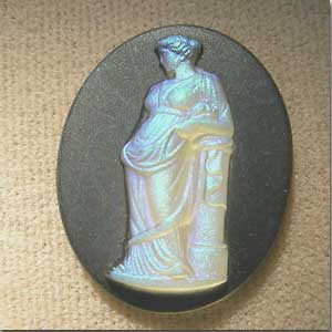 1 Vintage Greek Lady Cameo Oval Glass Cabochon