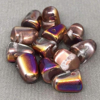 6 Metallic Peach Czech Gumdrop Glass Beads