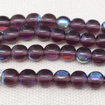 50 AB Amethyst Czech Round Glass Beads