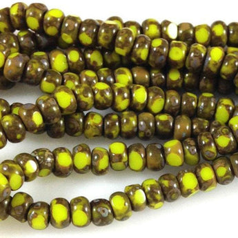 3 Strands Yellow Czech Picasso Glass Seed Beads Tri Cut