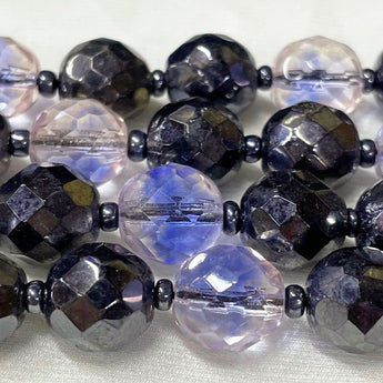 25 Vintage Mixed German Hematite Crystal Glass Beads