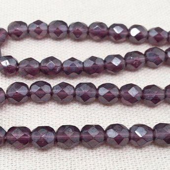 50 Purple Luster Czech Faceted Glass Beads