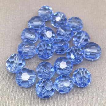 20 Vintage Sapphire Blue Round Faceted Round Glass Beads