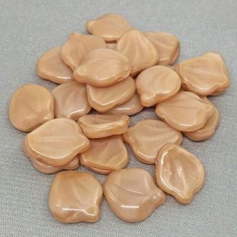 25 Beige Czech Petal Glass Beads