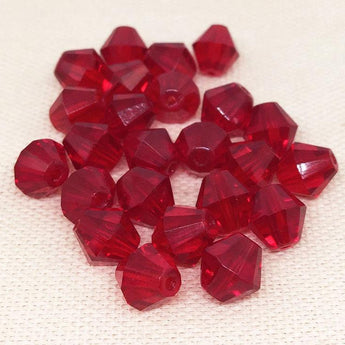 24 Vintage Red Bicone Faceted Glass Beads