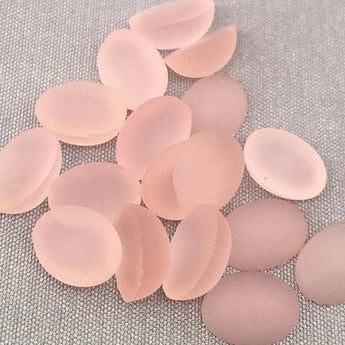 24 Vintage Frosted Pink German Oval Glass Cabochons