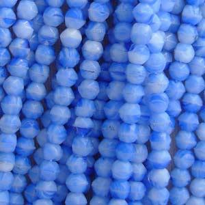 50 Vintage White Blue English Cut Glass Beads