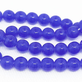 50 Opalescent Blue Czech Round Glass Beads