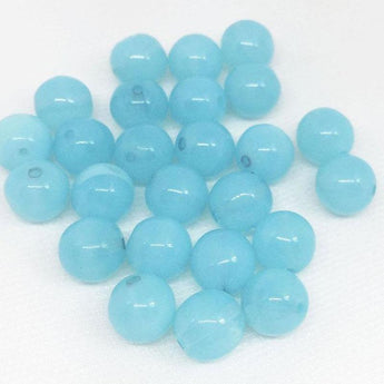 25 Vintage Opalescent Turquoise Czech Round Glass Beads