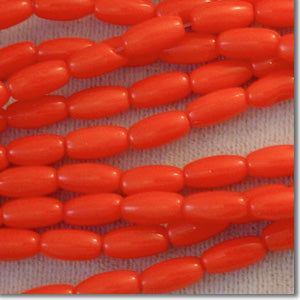 50 Vintage Red Rice Oval Glass Beads #8299