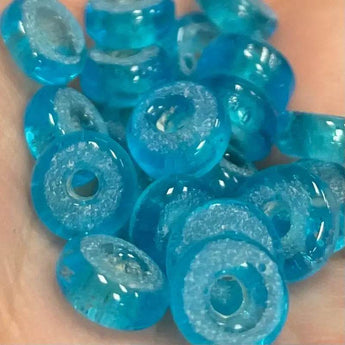 20 Antique Aqua Ring Rondelle Glass Beads, 7x3mm.