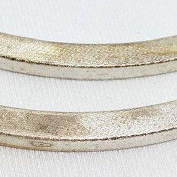 2 Vintage Plated Silver Textured Curved Rectangular Spacer Bars