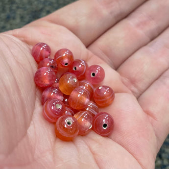 20 Vintage Striped Milky Rose Pink Japan Round Glass Beads