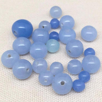 25 Mixed Vintage Blue Japan Round Glass Beads