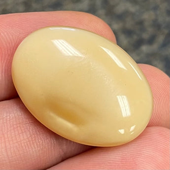 1 Vintage Large Creamy Beige Oval Glass Stone