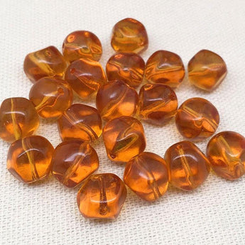 20 Vintage Topaz Czech Baroque Round Glass Beads