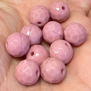 10 Mauve Pink German Faceted Glass Beads