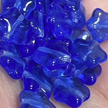 25 Vintage Sapphire Blue Czech Star Glass Beads