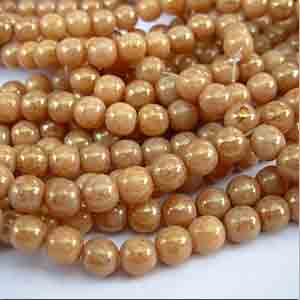 50 Vintage Tan Luster Picasso Czech Round Glass Beads