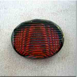 1 Vintage Jet Red Fire Oval Glass Cabochon #8685