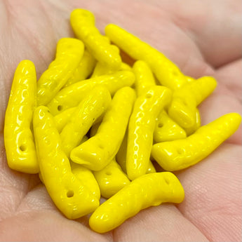 24 Vintage Textured Yellow  Czech Dagger Glass Beads