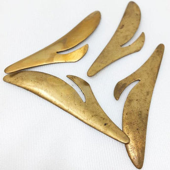 4 Vintage Brass Petal Leaf Metal Stampings