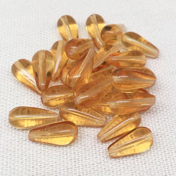 25 Light Golden Topaz Czech Teardrop Glass Beads