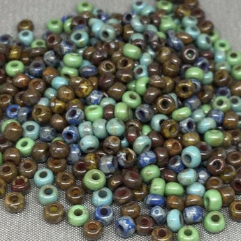 10g Mixed Czech 8/0 Picasso Glass Seed Beads