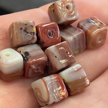 25 Vintage Cube Glass Beads