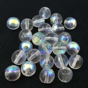 25 AB Clear Round Czech Glass Beads, 8mm size.