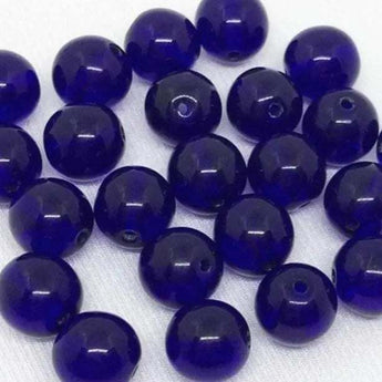 25 Blue Cobalt Czech Round Glass Beads, 8mm size.