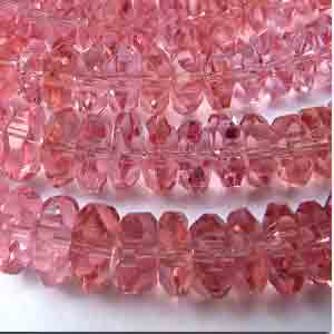 25 Vintage Rose Pink Faceted Rondelle Glass Beads