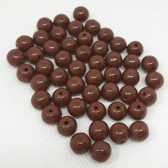 50 Vintage Golden Brown Czech Round Glass Beads